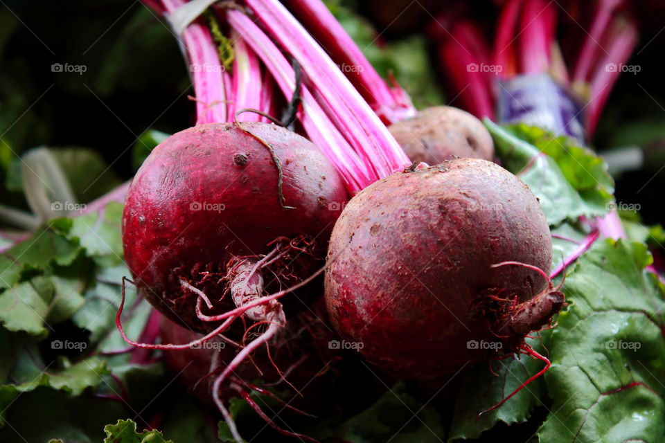 red beets in the farmers market