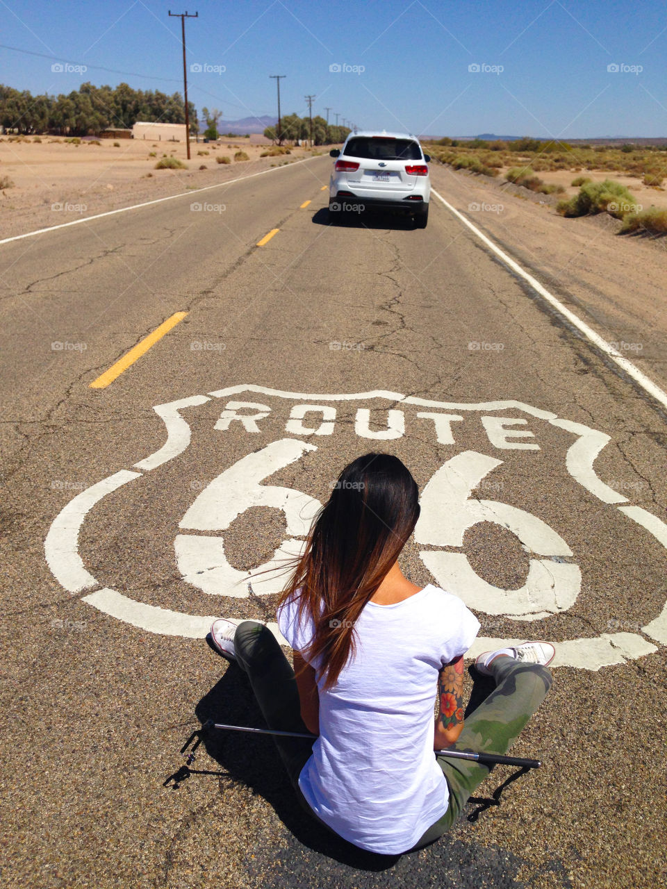 Me and route 66. My car is waiting for me on the route 66