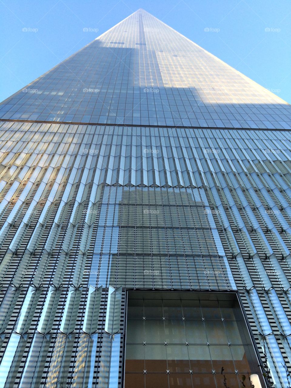 One World Trade Center. From the base of the World Trade Center in New York