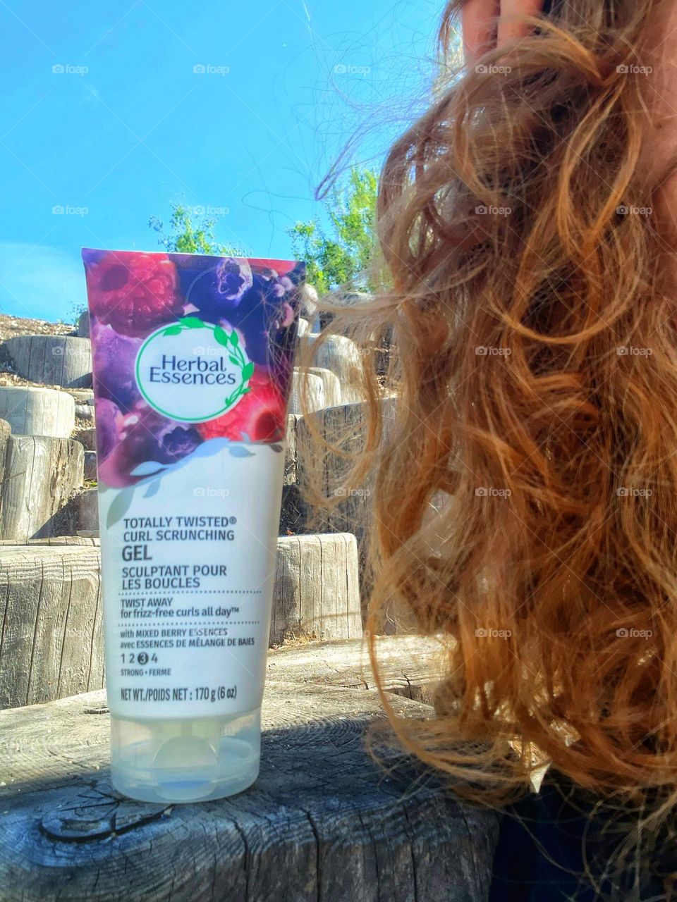 Herbal Essences totally twisted curl scrunching gel.