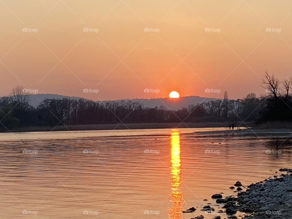 Beautiful Sunset on Lake Constance in Germany 