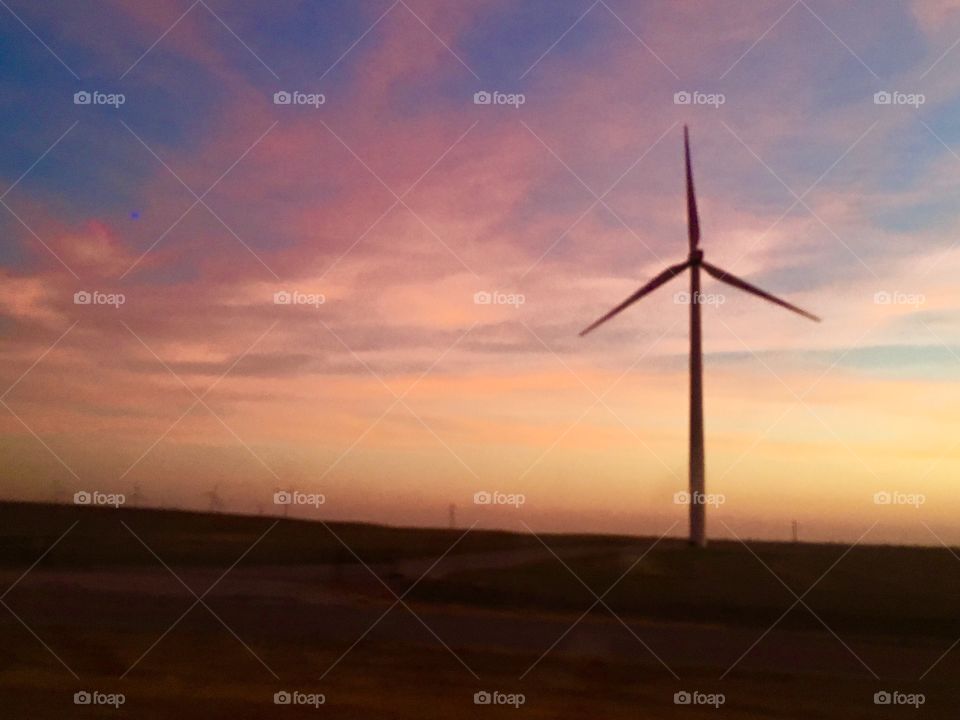 No Person, Windmill, Sunset, Electricity, Wind