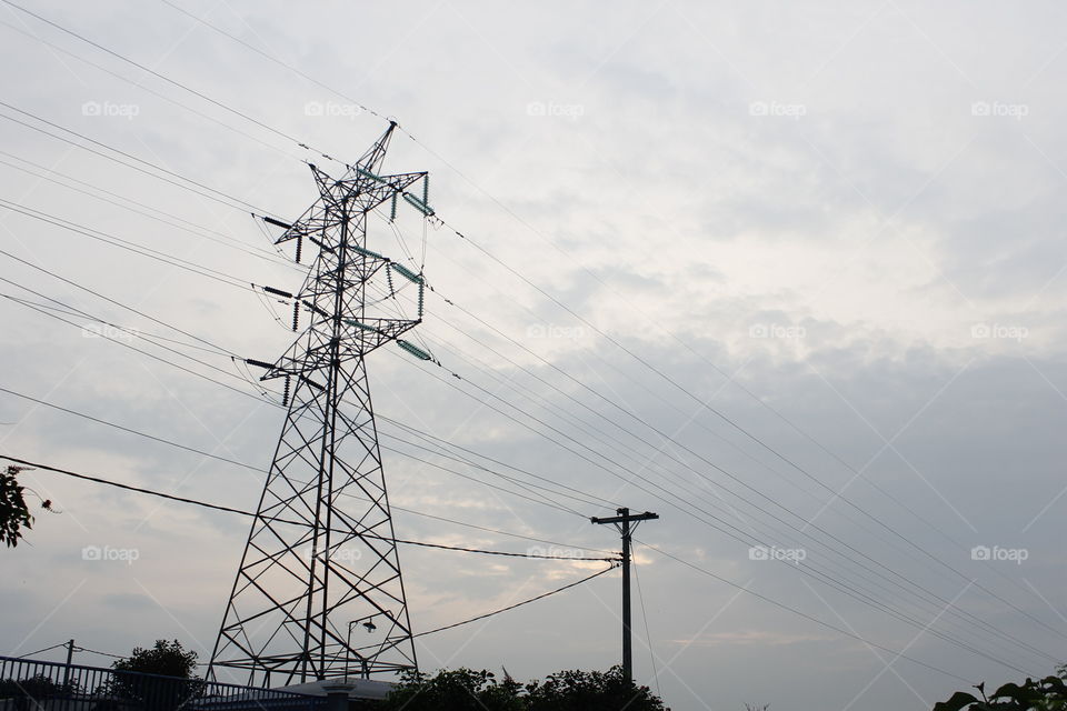power pole view with beautiful sky