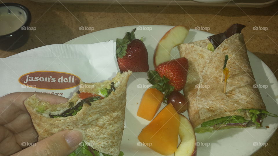 turjey rap andvfruit dip