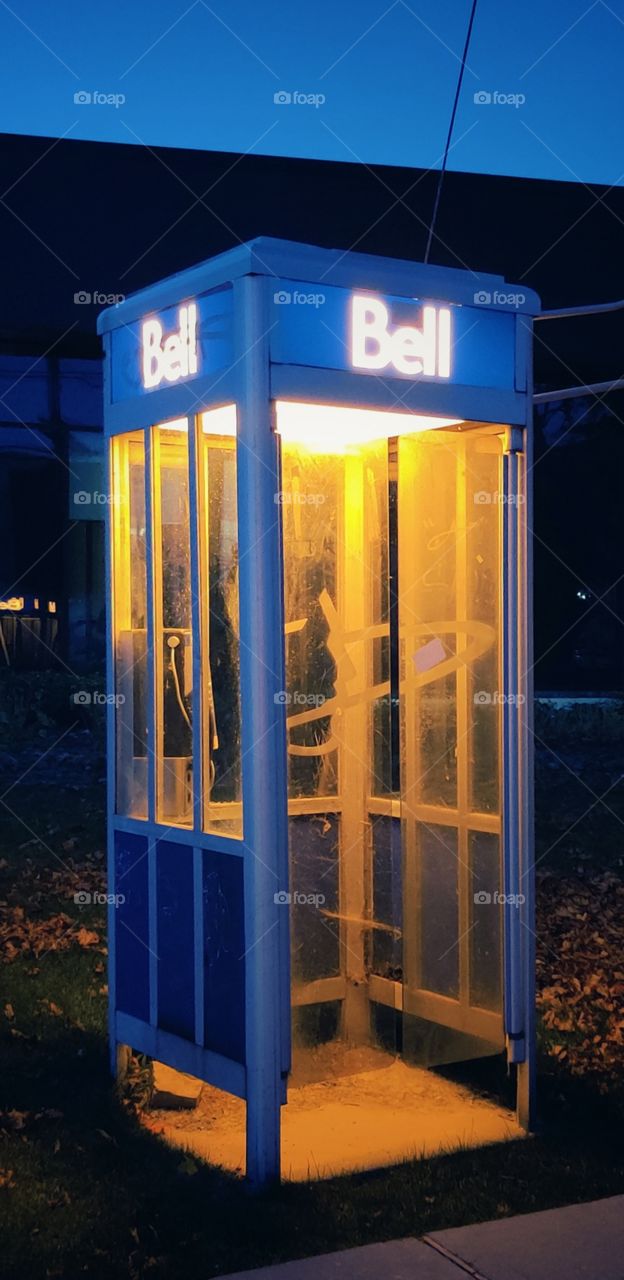 Blue phone booth