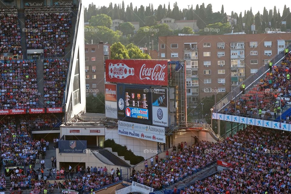 Barcelona winning La Liga playoff game v Atlético Madrid, Spain 2015