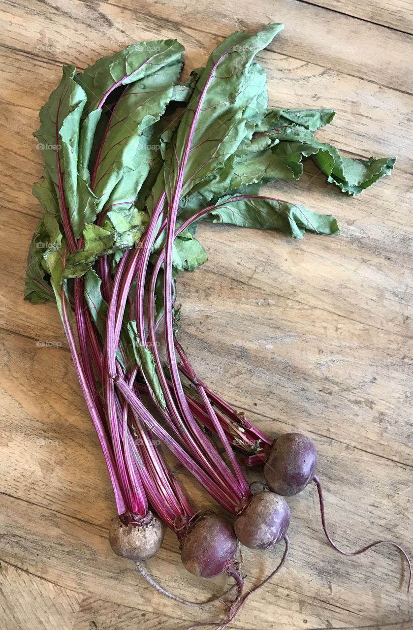 Bunch of red beets green leafy 