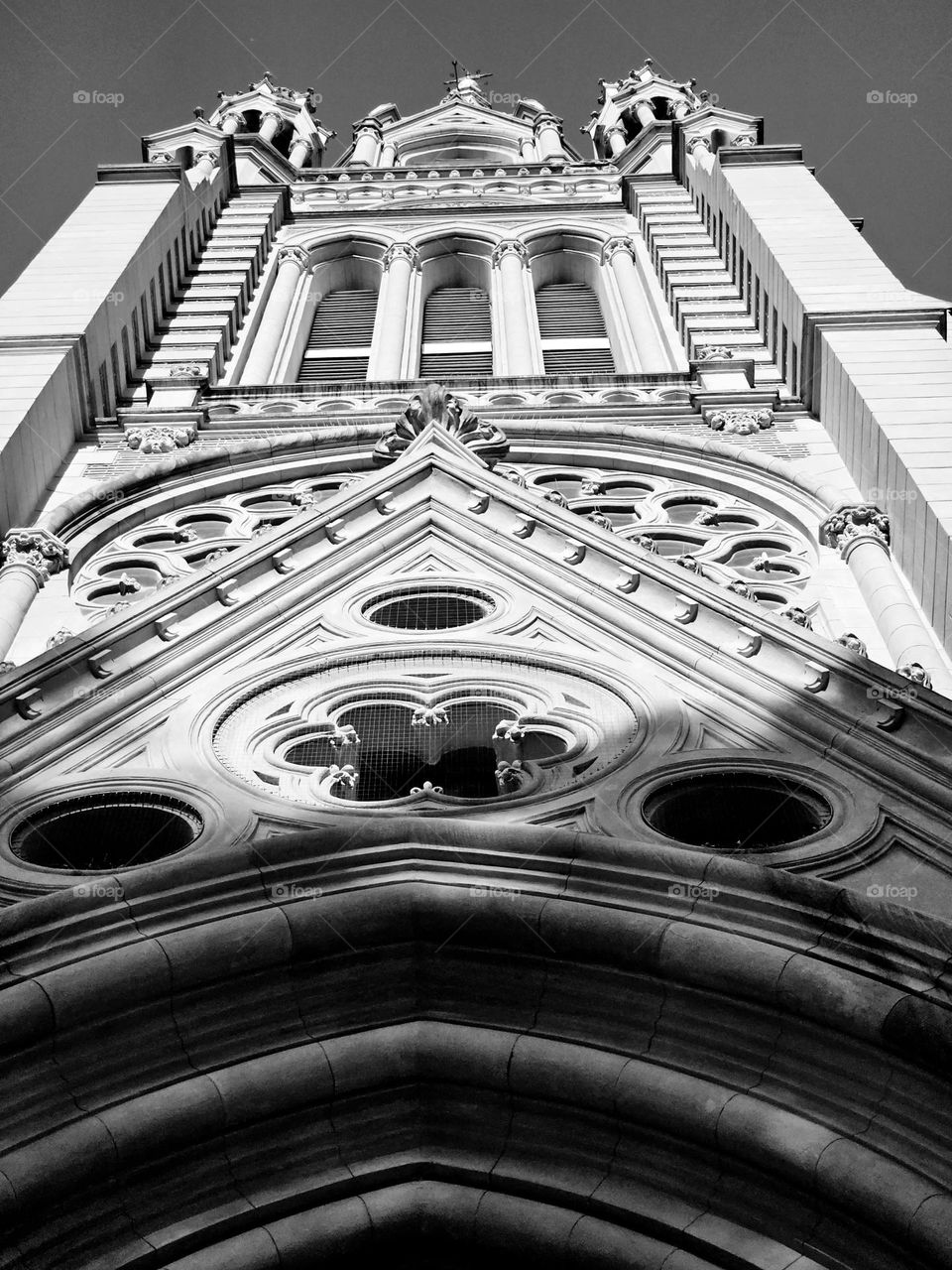 Black and white Cathedral façade