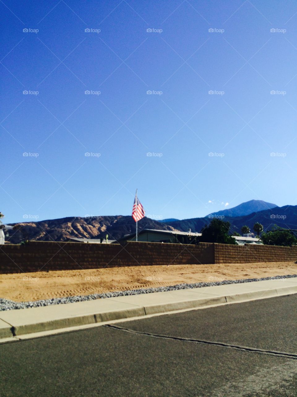 Flag and mountains 