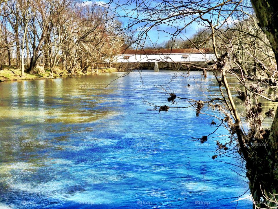 Beautiful view down on the white river
