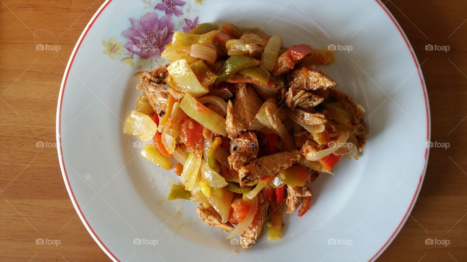 Vegetables with chicken breast