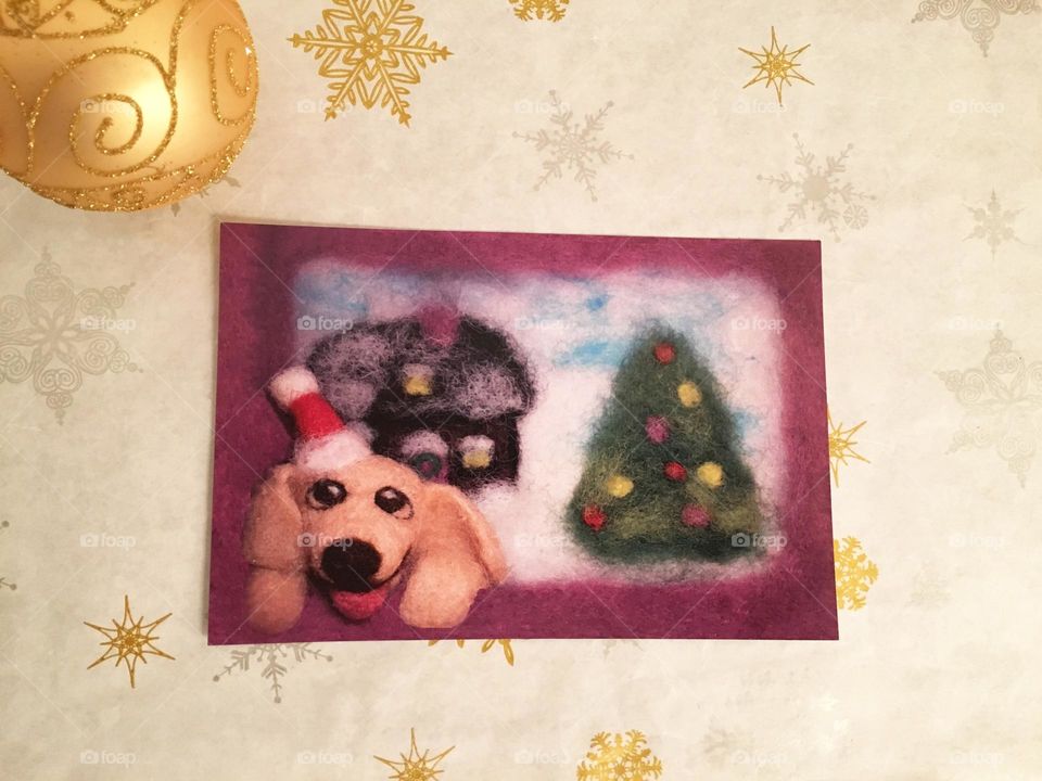 Greetings card from needle felted work