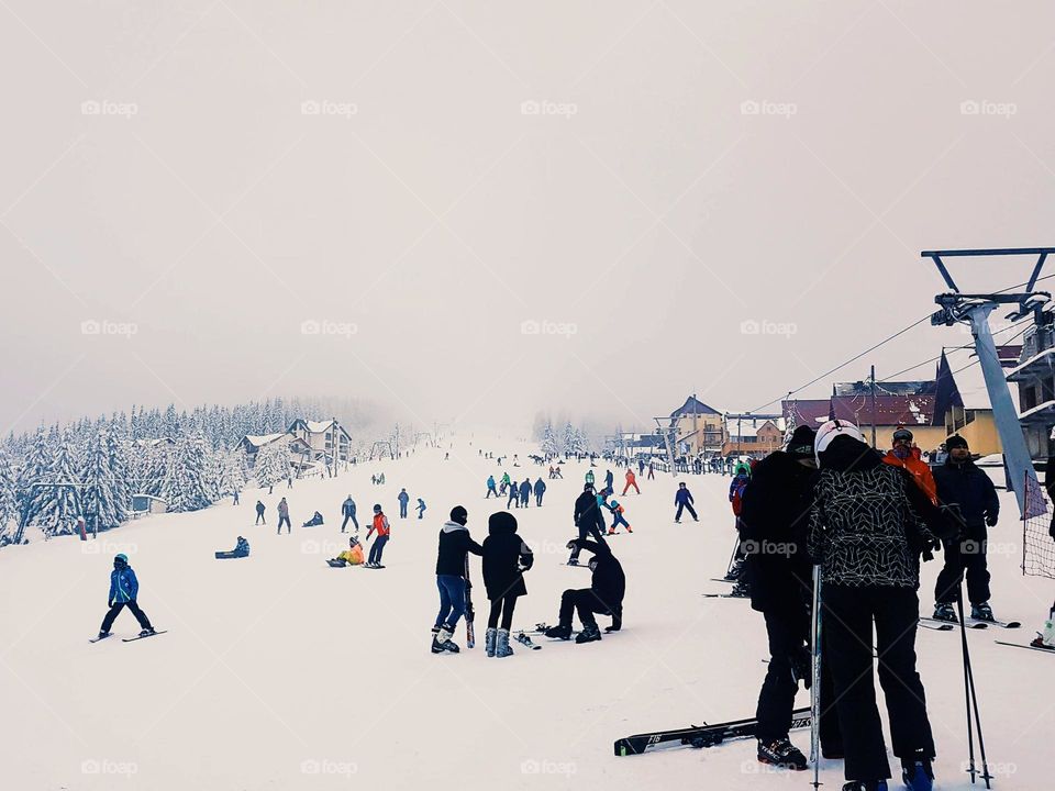 crowds of peoples at snow