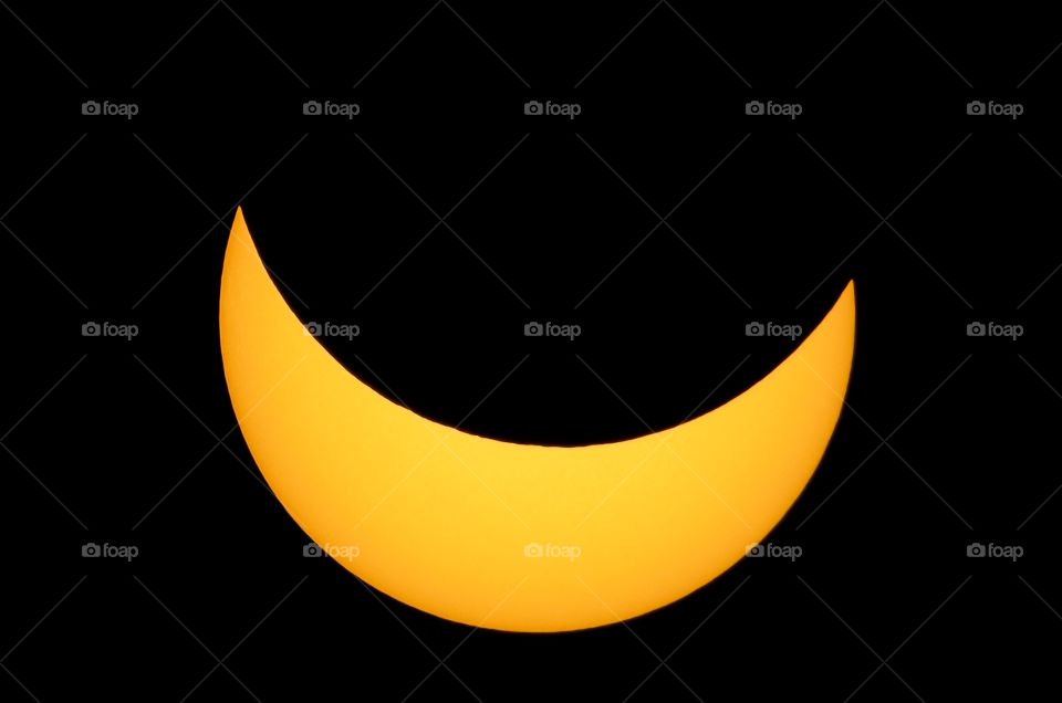 Half moon in black sky