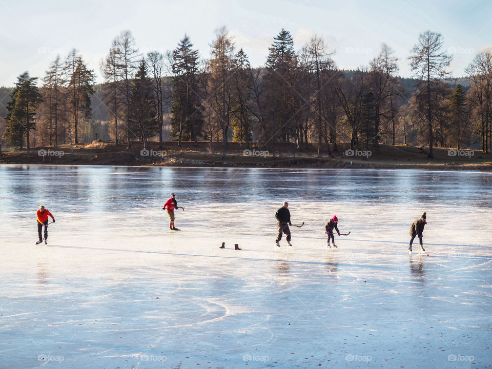 Playing on ice. 