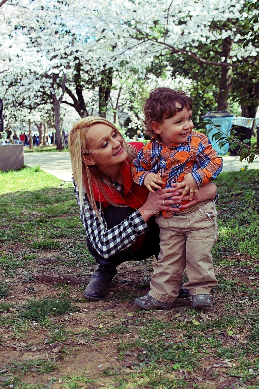 Sister and Brother enjoying a nice spring day at the Cherry Blossom Festival in Washington, DC