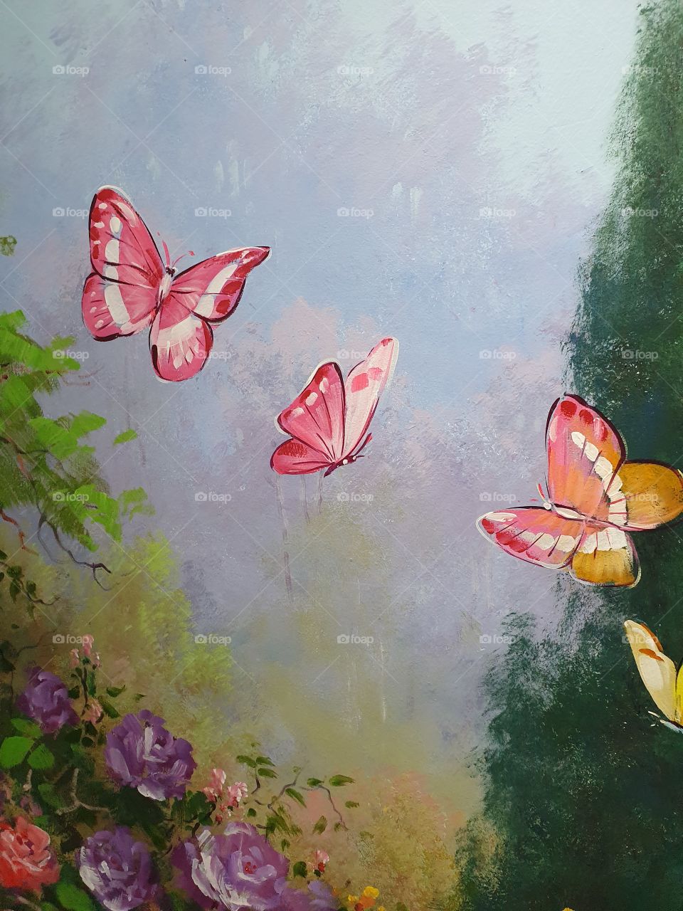 pink butterfly painting