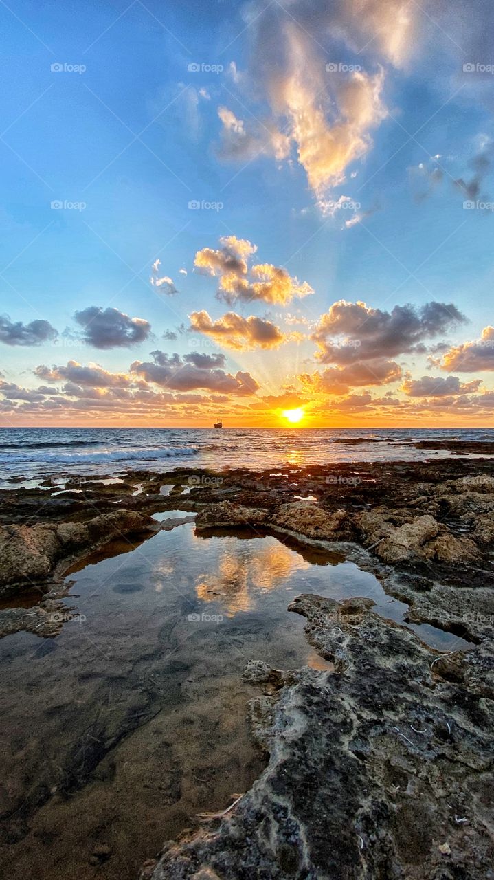 An amazing sunset in Paphos , Cyprus! Come and enjoy the beauty of this island. 