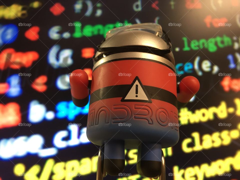 Android developer . Colorful code and logo together 