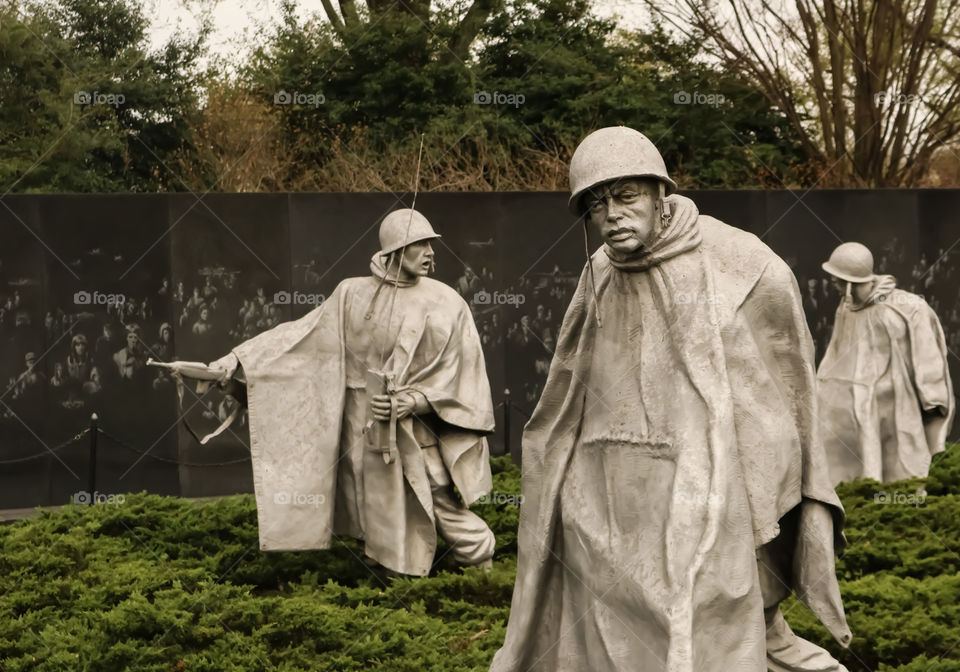 Korean war memorial raining washington dc