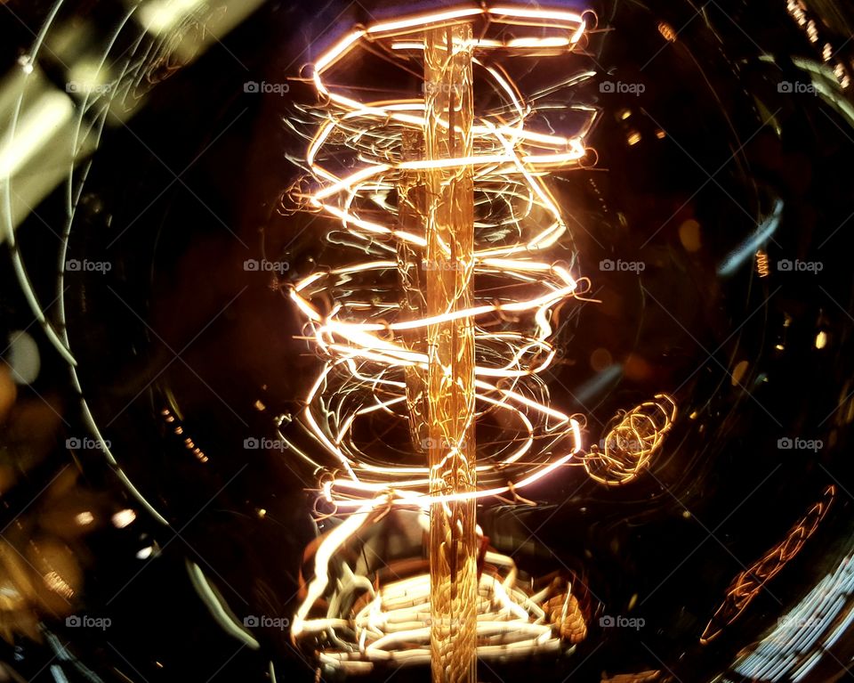 Edison bulb filament up close