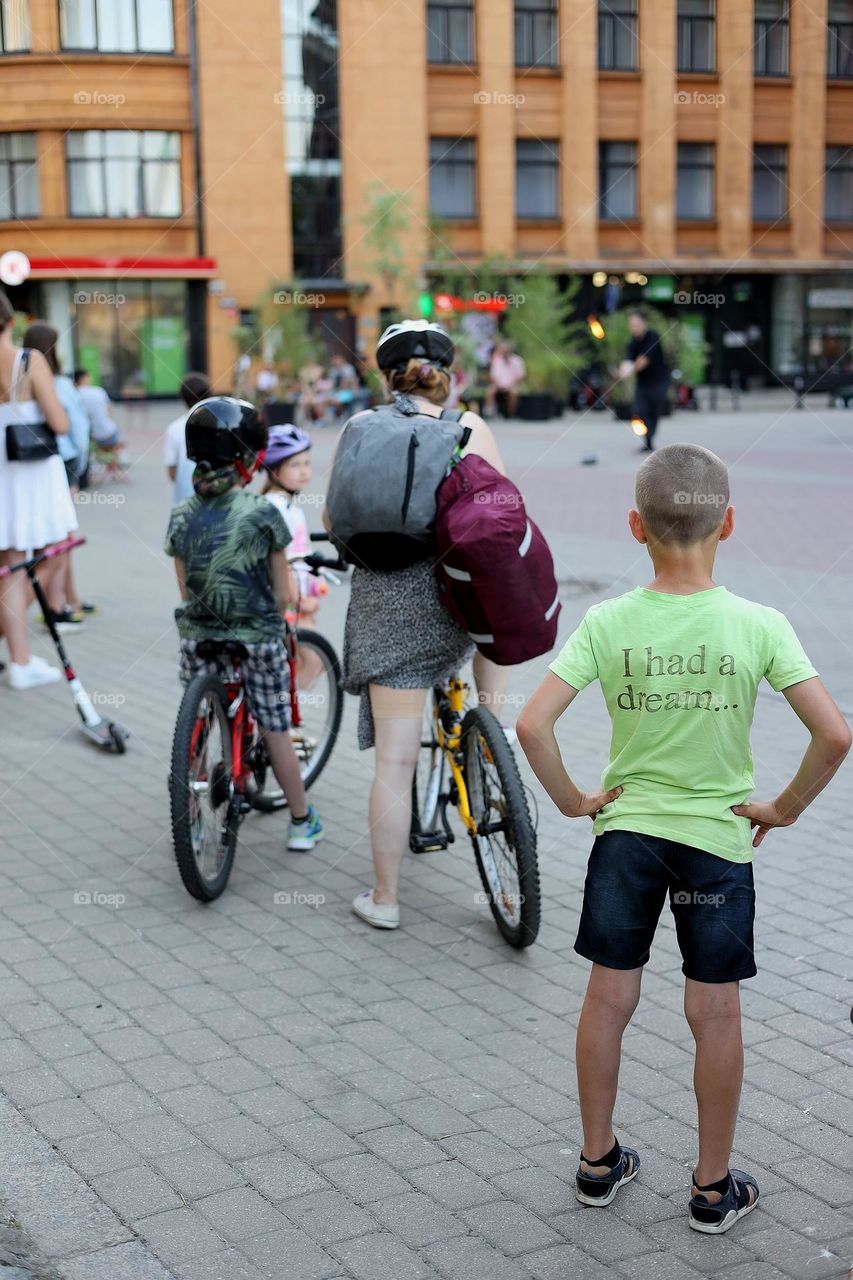 Streetphoto. Bicycles on the street. Riga, Latvia.