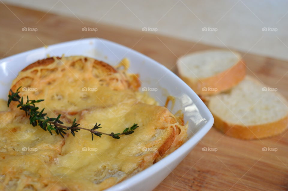 Close-up of food on wooden table