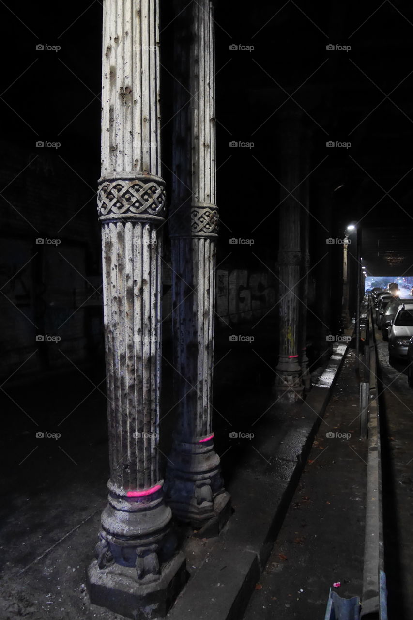 Old architectural column on the street