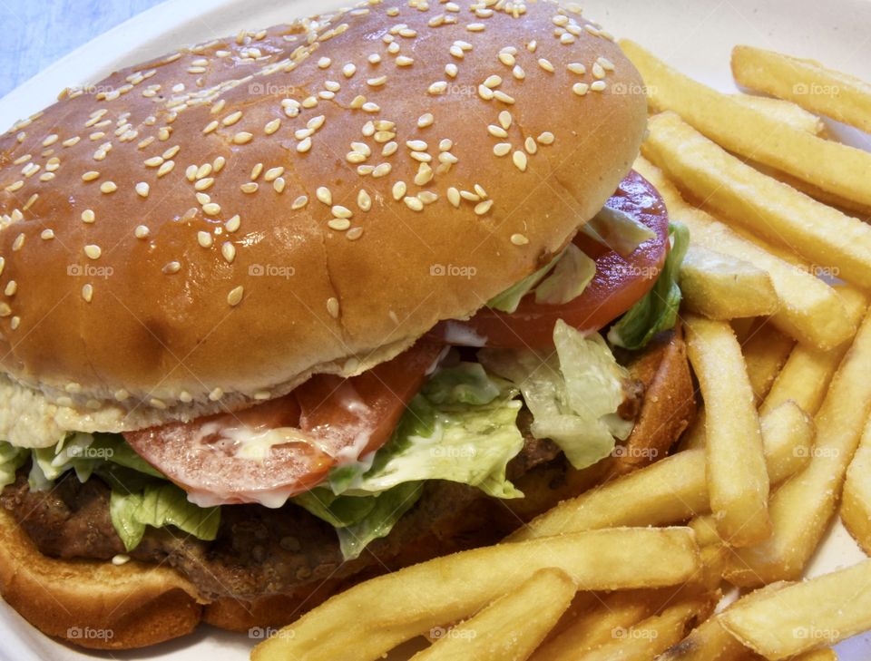 Burger and fries