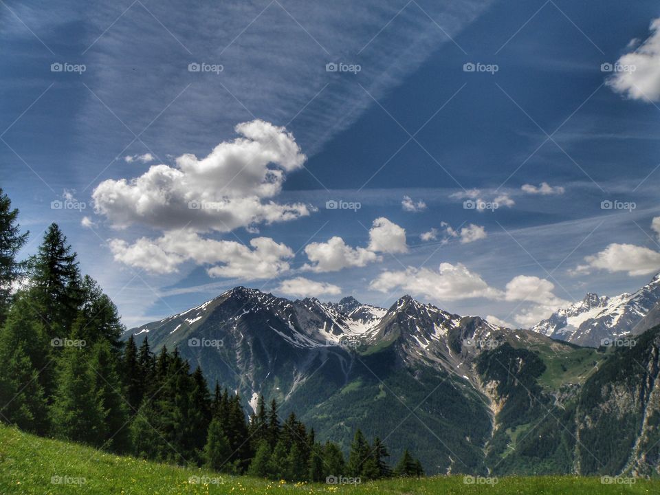 Mountain range during winter