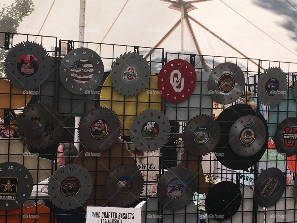 Painted saw blade clocks all different designs which one do you choose? Personalize.