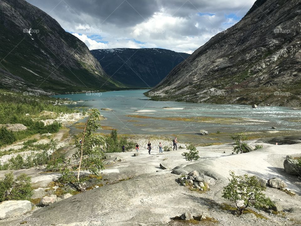 Beautiful nature on the way to Nigardsbreen glacier in Norway 