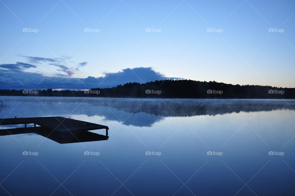 the lake water during sunrise