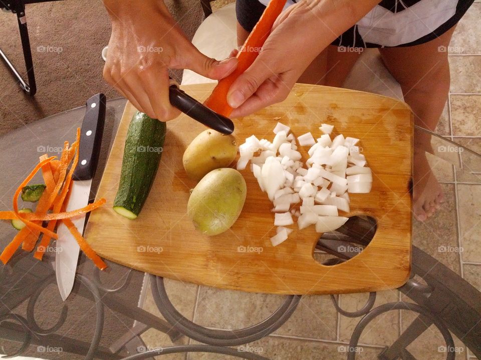 Carrot, zucchini, onion and potatoes