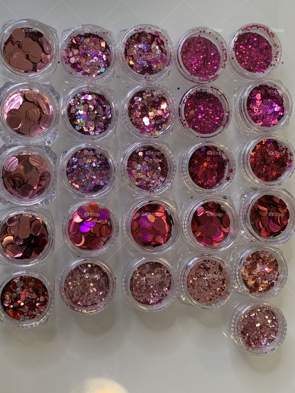 Pink color glitter jars for carnival make up