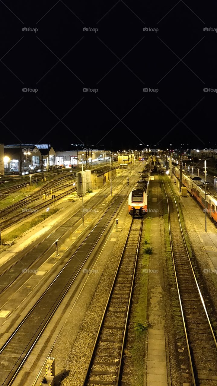 railway tracks view from a bridge