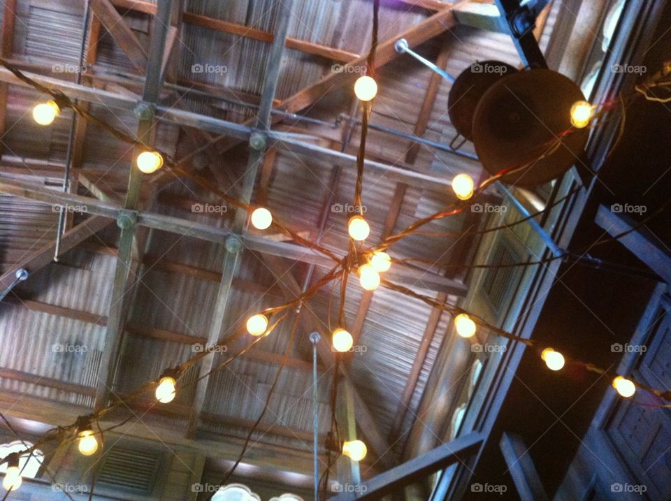 In line for Expedition Everest. Taken looking up at the ceiling while waiting in line to ride the Expedition Everest ride in Disney World. 