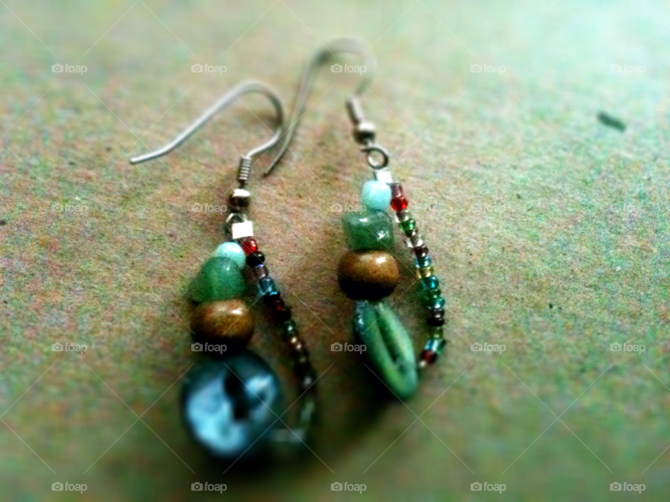 green earrings buttons beads by sadie.collins