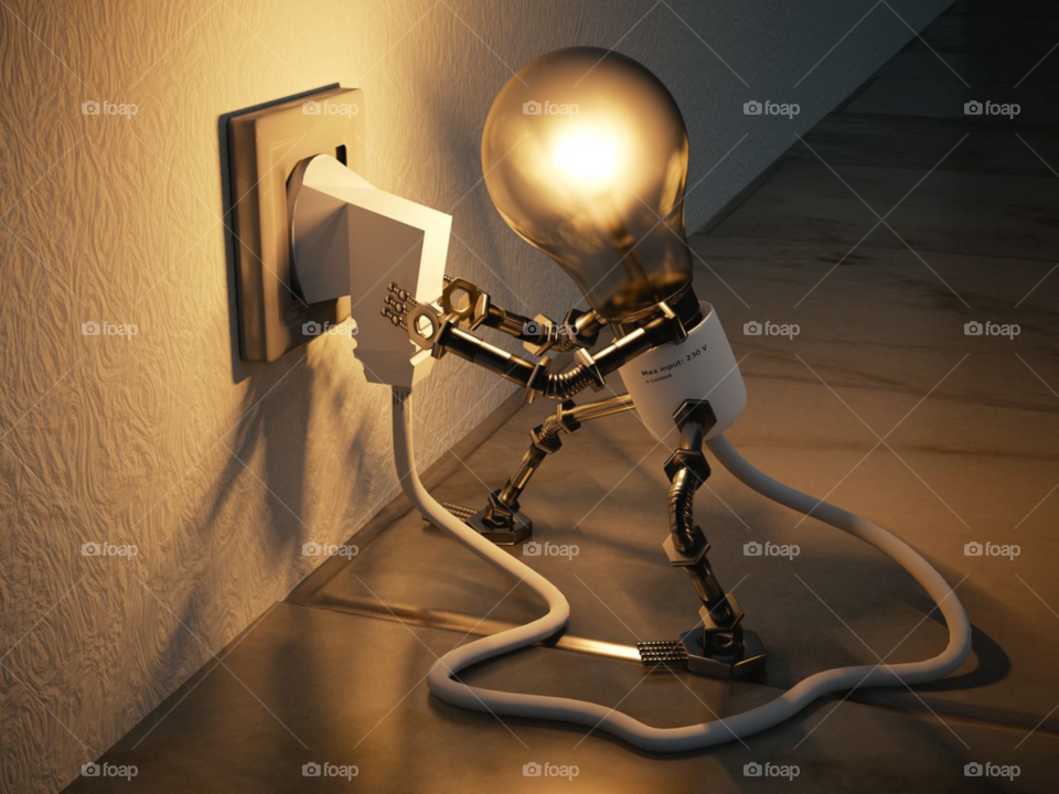 Bulb, blue, itself 💡