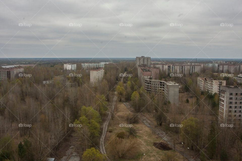 Pripyat City. A view of the abandoned city of Pripyat in Ukraine. 