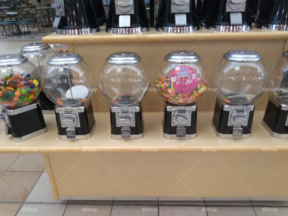 low and empty candy dispensers.