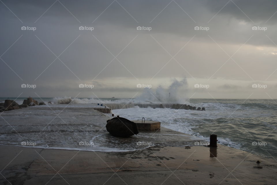 Storm and rough sea