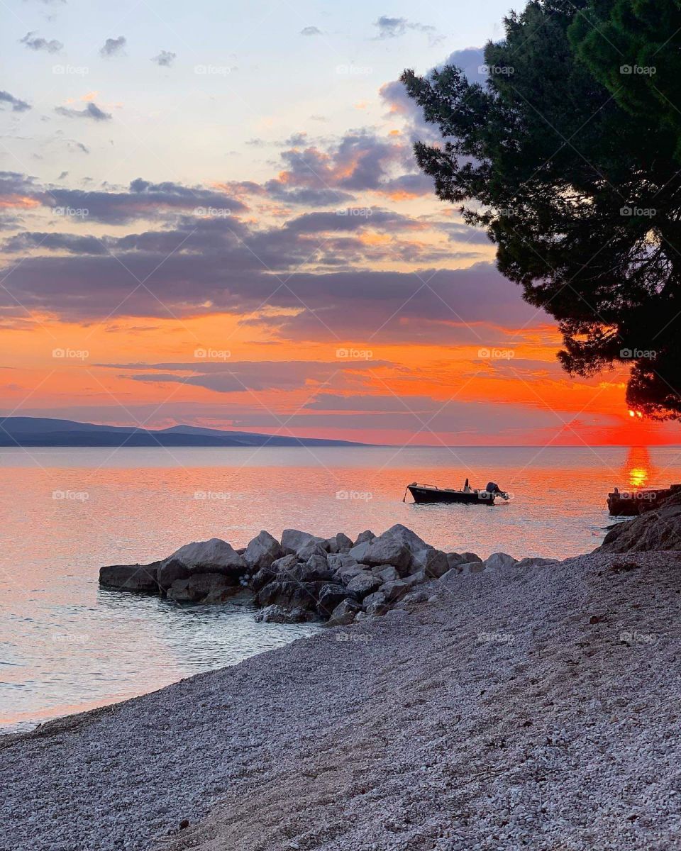 Brela sunset beach from to Croatia