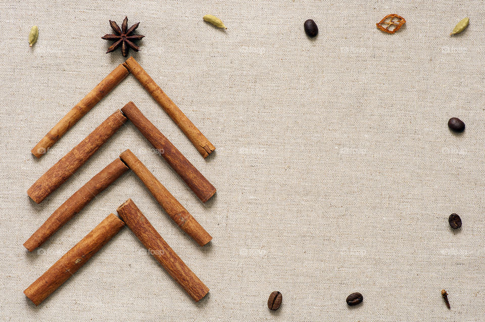 Christmas tree made of cinnamon sticks