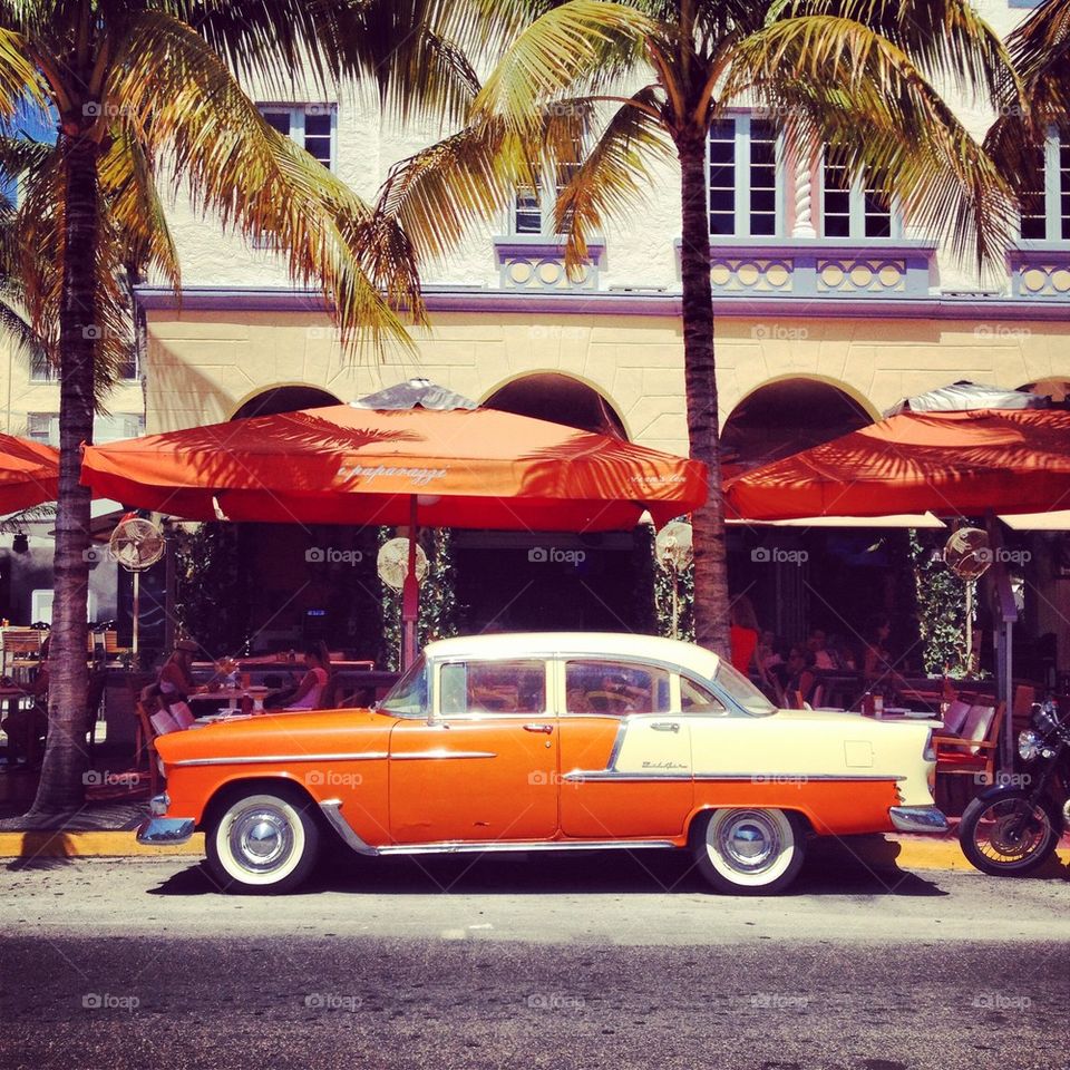 Classic car on southbeach