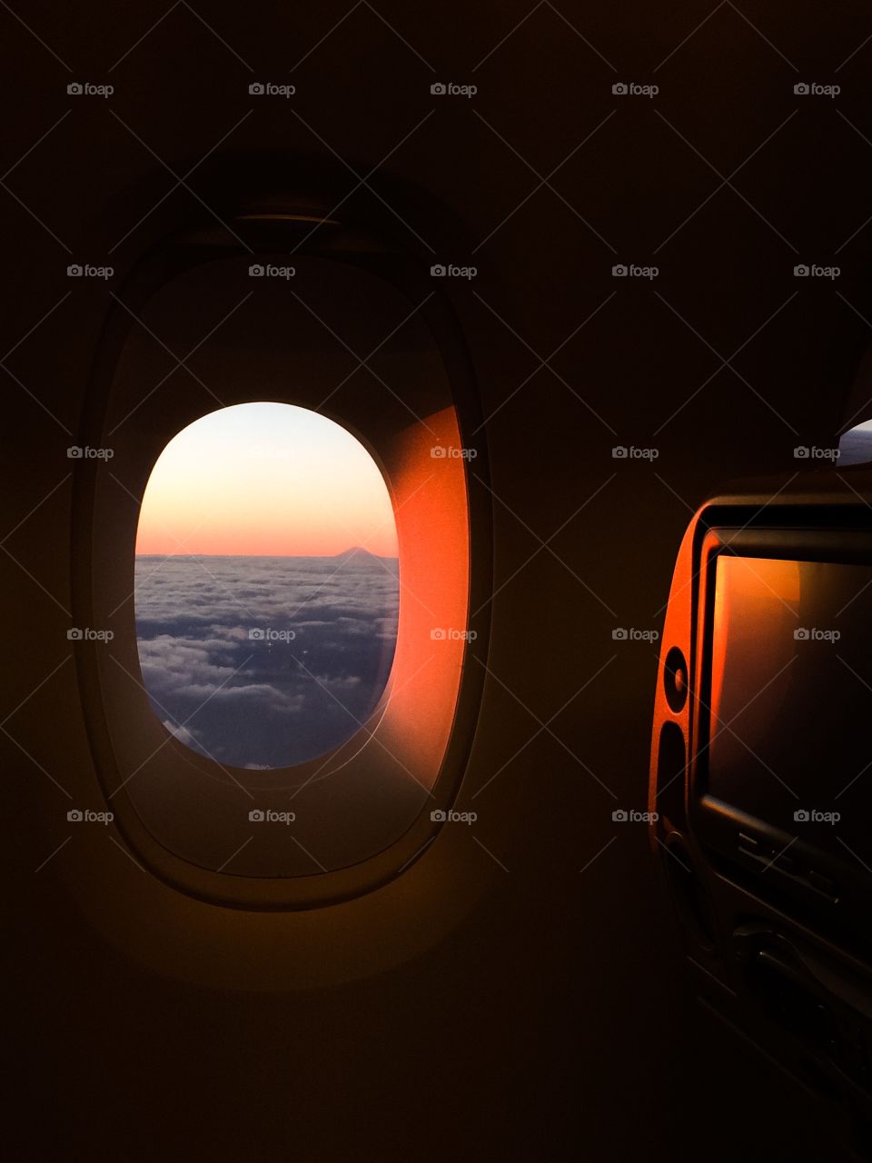 Sunset of Mt.Fuji from airplane