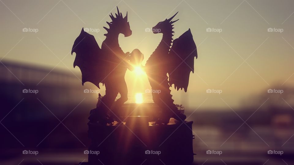 Dragons statue at sunset 🌇