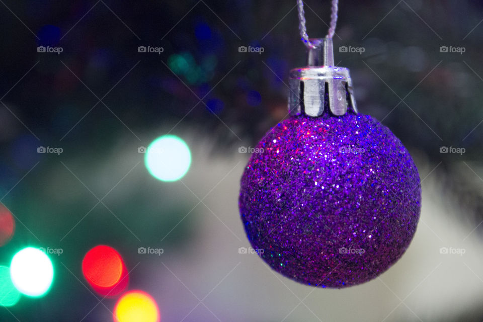 Sparkling purple toy for christmas tree.