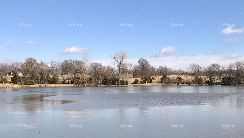 Winter Story, cold, winter, rural, frozen, ice, lake, sky, shore, thin ice, pond, water, melting, trees, tree line, melting, open water,