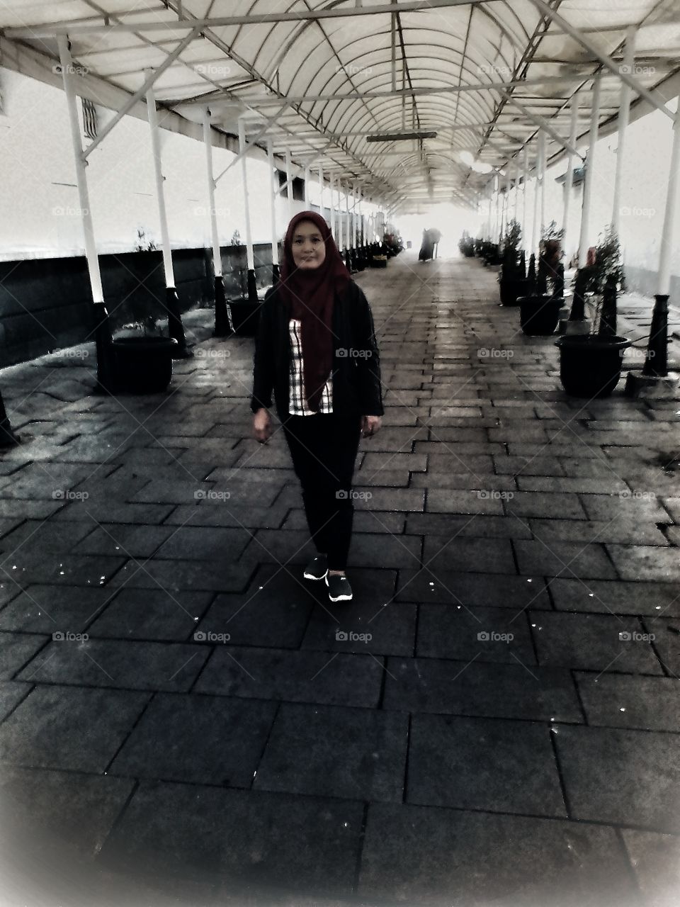 Someone is walking in the aisles in Kota Tua city of Jakarta, Indonesia